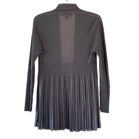EILEEN FISHER Size Small Dark Gray Long Sleeve Open Pleated Accordion Cardigan - Picture 4 of 8